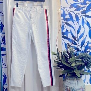 Women’s G by Guess White Striped Cotton & Polyester Jeans Size 31